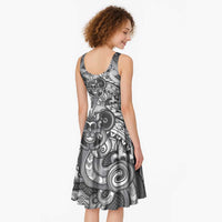 Aotearoa Maori Hei Tiki Midi Dress Kiwikiwi Kowhaiwhai Puhoro Motif