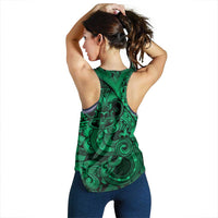 Aotearoa Maori Hei Tiki Women Racerback Tank Kakariki Kowhaiwhai Puhoro Motif