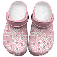 Aotearoa Maori Koru Curves Clogs Shoes Silver Ferns - Rose Pink