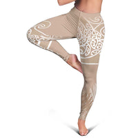 Aotearoa Maori Koru Curves Leggings Silver Ferns - Mocha
