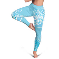 Aotearoa Maori Koru Curves Leggings Silver Ferns - Turquoise