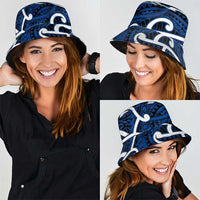 Aotearoa Maori Kowhaiwhai Bucket Hat Kikorangi Puhoro and Patiki