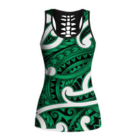 Aotearoa Maori Kowhaiwhai Hollow Tank Top Kakariki Puhoro and Patiki