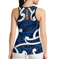 Aotearoa Maori Kowhaiwhai Hollow Tank Top Kikorangi Puhoro and Patiki