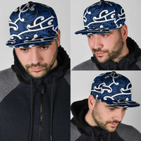 Aotearoa Maori Kowhaiwhai Snapback Cap Kikorangi Puhoro and Patiki