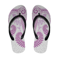 Aotearoa Maori Sea Animals Tribal Flip Flops Manta Ray and Shark Moko Pattern Pink Color