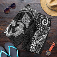 Aotearoa Maori Sea Animals Tribal Shorts for Men Manta Ray and Shark Moko Pattern Black Color