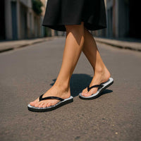 Aotearoa Moko Tribal Tattoo Flip Flops New Zealand Maori Penguin and Fantail White Color LT03 - Polynesian Pride