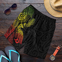 Aotearoa Moko Tribal Tattoo Shorts for Men New Zealand Maori Penguin and Fantail Reggae Style LT03 Multicolor - Polynesian Pride