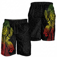 Aotearoa Moko Tribal Tattoo Shorts for Men New Zealand Maori Penguin and Fantail Reggae Style LT03 - Polynesian Pride