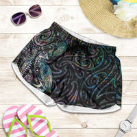 Aotearoa Moko Tribal Tattoo Shorts for Women New Zealand Maori Penguin and Fantail Paua Shell Style LT03 Multicolor - Polynesian Pride