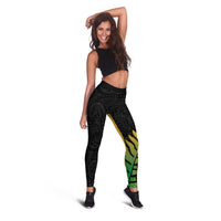 Australia New Zealand Rugby Leggings Gradient Aboriginal Wallabies and Maori Black Fern - Polynesian Pride