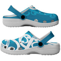 Azure Blue Maori Clogs Shoes Koru Kowhaiwhai