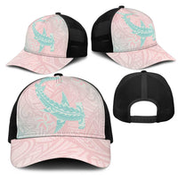 Baby Pink Gradient Polynesia Mesh Trucker Cap Hawaiian Tribal Hammerhead Shark Tattoo - Polynesian Pride