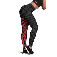 Basketball New Zealand Leggings Red Maori Ta Moko Indigenous - Polynesian Pride
