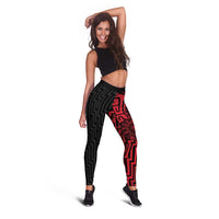 Basketball New Zealand Leggings Red Maori Ta Moko Indigenous - Polynesian Pride