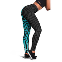 Basketball New Zealand Leggings Teal Maori Ta Moko Indigenous - Polynesian Pride