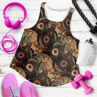 Batik Pedalaman Semen Lereng Style Women Racerback Tank Indonesian Traditional Pattern LT01 Black - Polynesian Pride