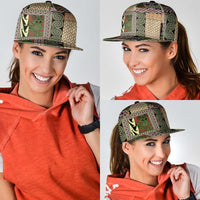 Beige Aotearoa Kowhaiwhai Pattern Snapback Cap NZ Maori Quilt Style - Polynesian Pride