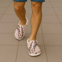Beige Hawaii Palaka Clogs Shoes Hawaiian Honohono Lei