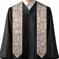 Beige Palaka Quilt Hawaii Graduation Stole Hawaiian Tropical Monstera Sea Turtle