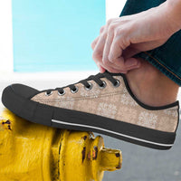 Beige Palaka Quilt Hawaii Low Top Shoes Traditional Hawaii-plaid Pattern - Polynesian Pride