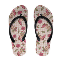 Beige Paniolo Palaka Hawaiian Cowgirl Christmas Flip Flops LT9 Beige - Polynesian Pride