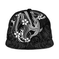 Black Aloha Hawaii Snapback Cap Polynesian Shark Tattoo With Plumeria LT14 One Size Black - Polynesian Pride