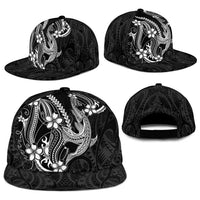 Black Aloha Hawaii Snapback Cap Polynesian Shark Tattoo With Plumeria LT14 - Polynesian Pride