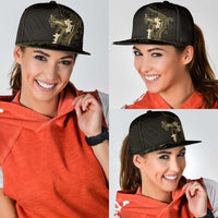 Black and Gold Hawaii Snapback Cap Hammerhead Shark Tattoo Curve Polynesian - Polynesian Pride
