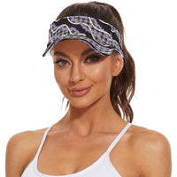 Black Hawaii Palaka Honohono Pikake Sun Visor Cap Hawaiian Orchid Lei Polynesian Pattern LT14 - Polynesian Pride
