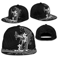 Black Hawaii Snapback Cap Hammerhead Shark Tattoo Curve Polynesian - Polynesian Pride