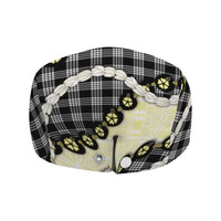 Black Palaka Hawaii Jeff Hat Kukui Nut Pikake Lei Hawaiian Tapa Pattern LT14 - Polynesian Pride