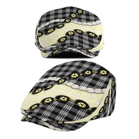 Black Palaka Hawaii Jeff Hat Kukui Nut Pikake Lei Hawaiian Tapa Pattern LT14 - Polynesian Pride