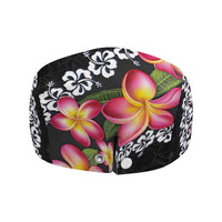 Black Polynesia Jeff Hat Plumeria With Hibiscus Pattern Tropical Vibes - Polynesian Pride