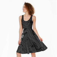 Black Samoa Tattoo Midi Dress Plumeria Samoan Ocean Tatau Pattern - Polynesian Pride