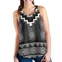 Black Taniko Aotearoa Women Racerback Tank Niho Taniwha Mix Poutama LT14 - Polynesian Pride