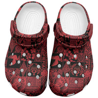 Black Tonga Kilisimasi Fiefia Clogs Shoes Pacific Patchwork Xmas Vibes - Polynesian Pride