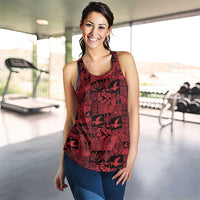 Black Tonga Kilisimasi Fiefia Women Racerback Tank Pacific Patchwork Xmas Vibes - Polynesian Pride