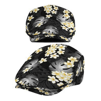 Black Tropical Hawaii Jeff Hat Seamless Monstera Plumeria Hawaiian Pattern - Polynesian Pride