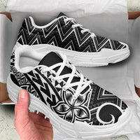Black White New Zealand Taniko Motifs Chunky Sneakers Aotearoa Maori Plumeria Curve Style