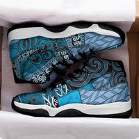 Blue Aotearoa Kowhaiwhai Pattern Sneakers J11 NZ Maori Quilt Style LT14 - Polynesian Pride