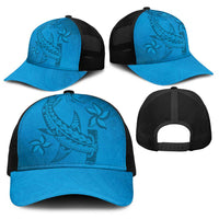 Blue Gradient Polynesia Baseball Net Cap Hawaiian Tribal Hammerhead Shark Tattoo - Polynesian Pride