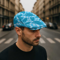 Blue Hawaii Kalo Palaka Motifs Jeff Hat Hawaiian Taro Leaves Elegant Vibes