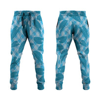 Blue Hawaii Kalo Palaka Motifs Jogger Pants Hawaiian Taro Leaves Elegant Vibes