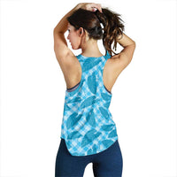 Blue Hawaii Kalo Palaka Motifs Women Racerback Tank Hawaiian Taro Leaves Elegant Vibes LT14 - Polynesian Pride
