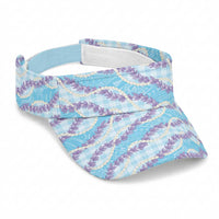 Blue Hawaii Palaka Honohono Pikake Sun Visor Cap Hawaiian Orchid Lei Polynesian Pattern LT14 Universal Fit Blue - Polynesian Pride