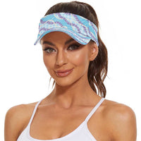 Blue Hawaii Palaka Honohono Pikake Sun Visor Cap Hawaiian Orchid Lei Polynesian Pattern LT14 - Polynesian Pride