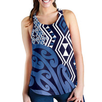 Blue New Zealand Women Racerback Tank Aotearoa Kowhaiwhai Mix Taniko Art LT14