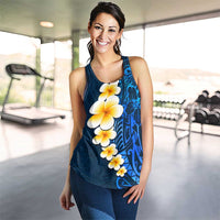 Blue Polynesia Women Racerback Tank Plumeria Tropical Leaves With Galaxy Polynesian Art LT14 - Polynesian Pride
